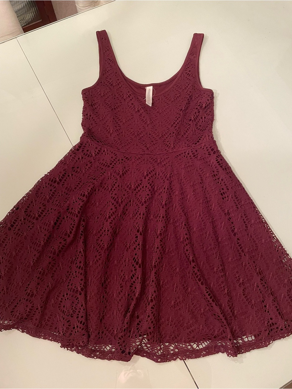 Aeropostale Girls' Burgundy Lace Fit & Flare Dress